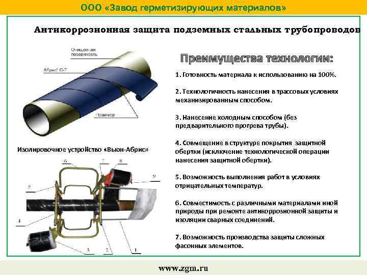 ООО «Завод герметизирующих материалов» Антикоррозионная защита подземных стальных трубопроводов 1. Готовность материала к использованию