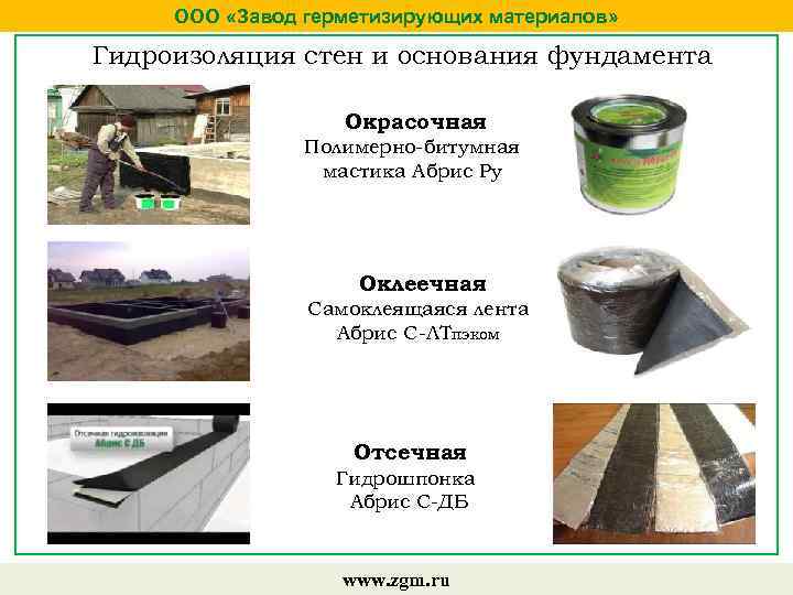 ООО «Завод герметизирующих материалов» Гидроизоляция стен и основания фундамента Окрасочная Полимерно-битумная мастика Абрис Ру