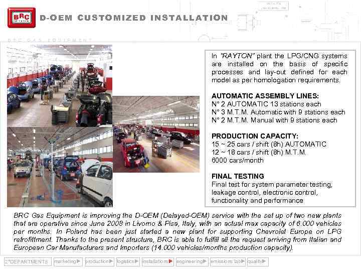 D-OEM CUSTOMIZED INSTALLATION B R C G A S E Q U I P