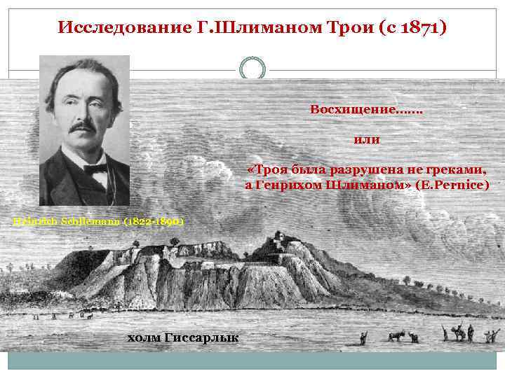 Исследование Г. Шлиманом Трои (с 1871) Восхищение……. или «Троя была разрушена не греками, а