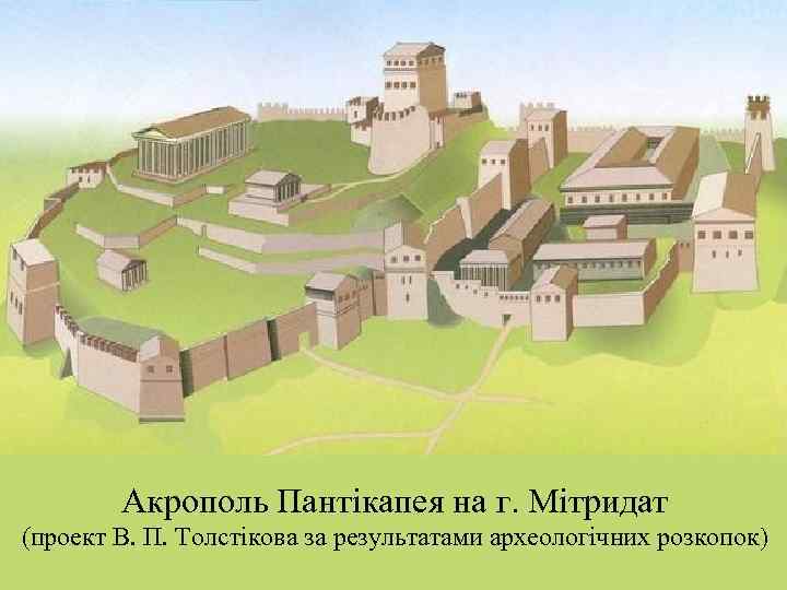 Акрополь Пантікапея на г. Мітридат (проект В. П. Толстікова за результатами археологічних розкопок) 