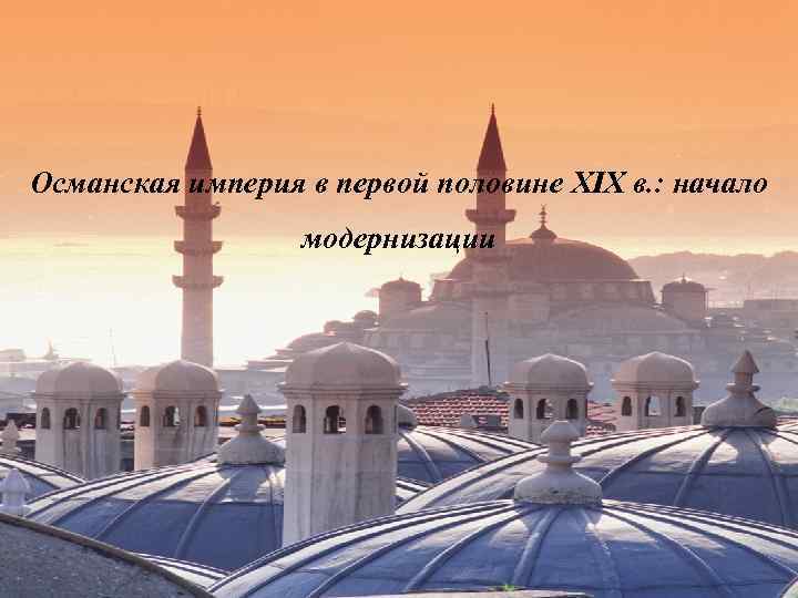 Османская империя в первой половине XIX в. : начало модернизации 