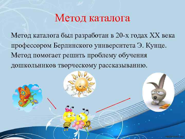 Метод каталога был разработан в 20 -х годах XX века профессором Берлинского университета Э.