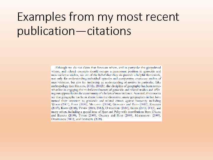 Examples from my most recent publication—citations 