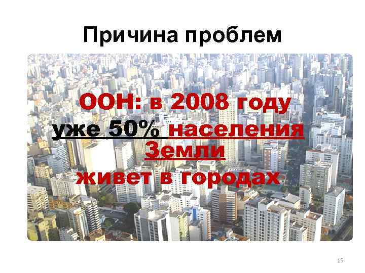 Причина проблем ООН: в 2008 году уже 50% населения Земли живет в городах 15