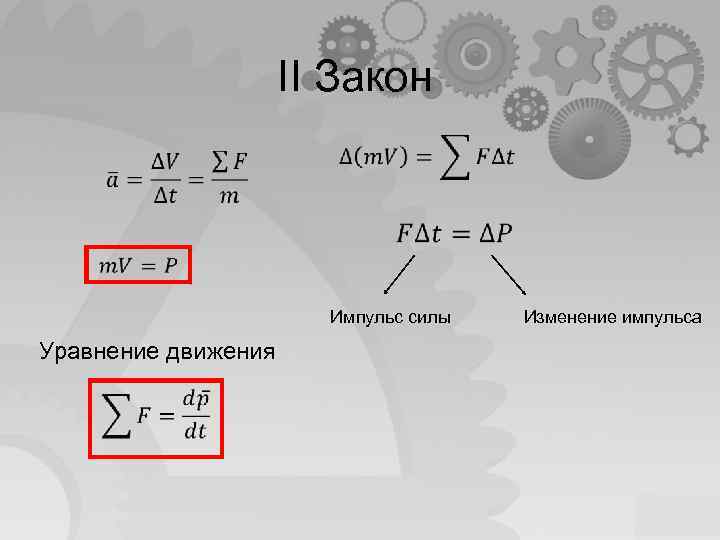 II Закон Импульс силы Уравнение движения Изменение импульса 