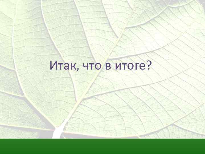 Итак, что в итоге? 