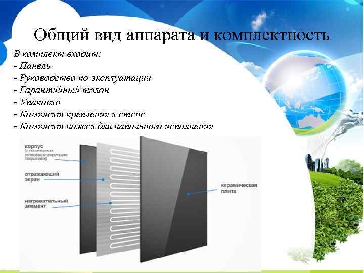 Общий вид аппарата и комплектность В комплект входит: - Панель - Руководство по эксплуатации
