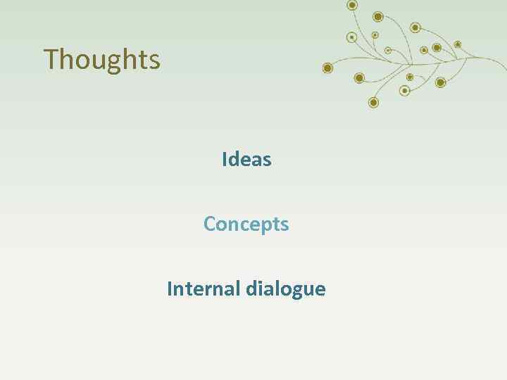 Thoughts Ideas Concepts Internal dialogue 