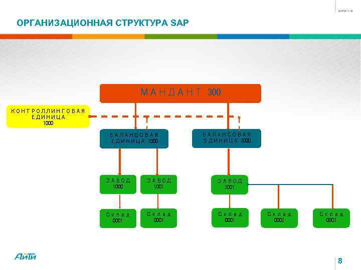 ОРГАНИЗАЦИОННАЯ СТРУКТУРА SAP МАНДАНТ 300 КОНТРОЛЛИНГОВАЯ ЕДИНИЦА 1000 БАЛАНСОВАЯ ЕДИНИЦА 3000 ЗАВОД 1001 ЗАВОД