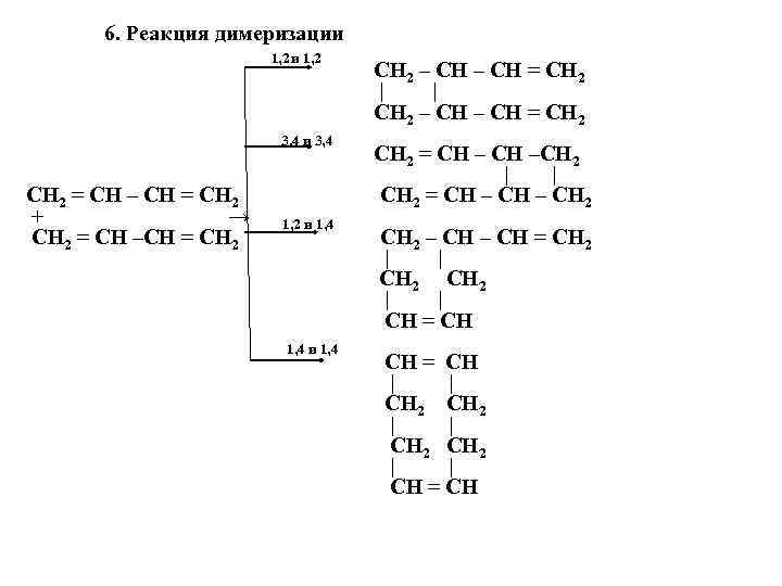 6. Реакция димеризации 1, 2 и 1, 2 CH 2 – CH = CH