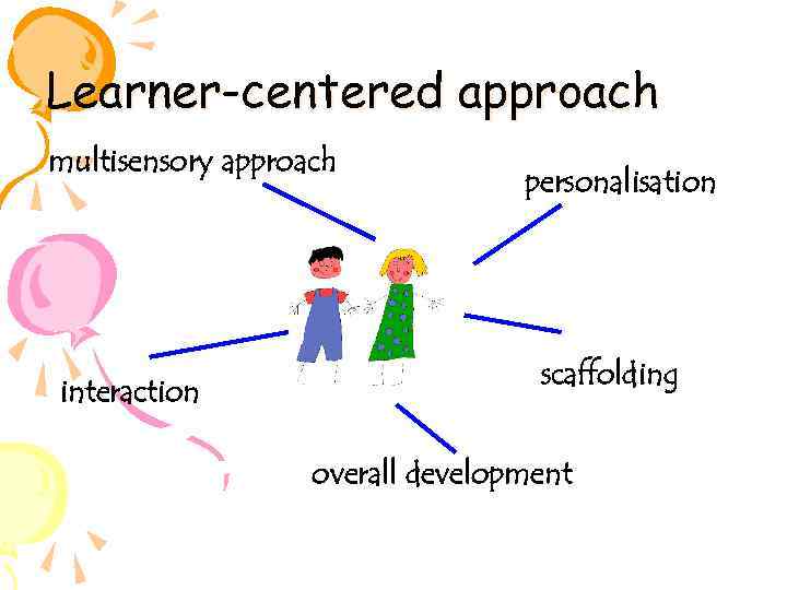 Learner-centered approach multisensory approach interaction personalisation scaffolding overall development 