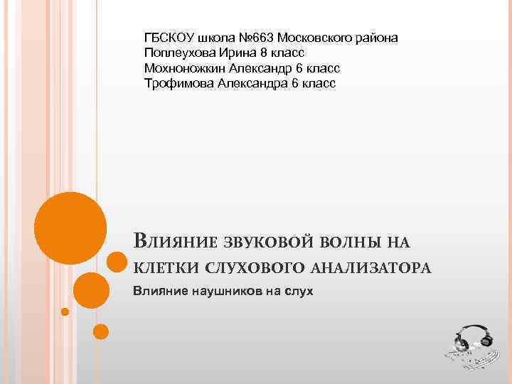 ГБСКОУ школа № 663 Московского района Поплеухова Ирина 8 класс Мохноножкин Александр 6 класс