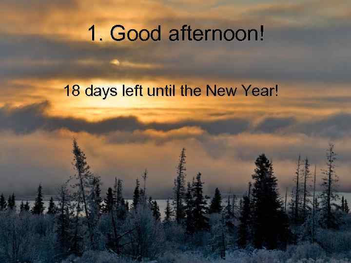 1. Good afternoon! 18 days left until the New Year! 