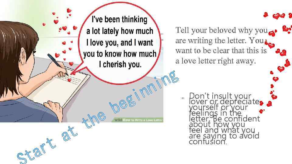 Tell your beloved why you are writing the letter. You want to be clear