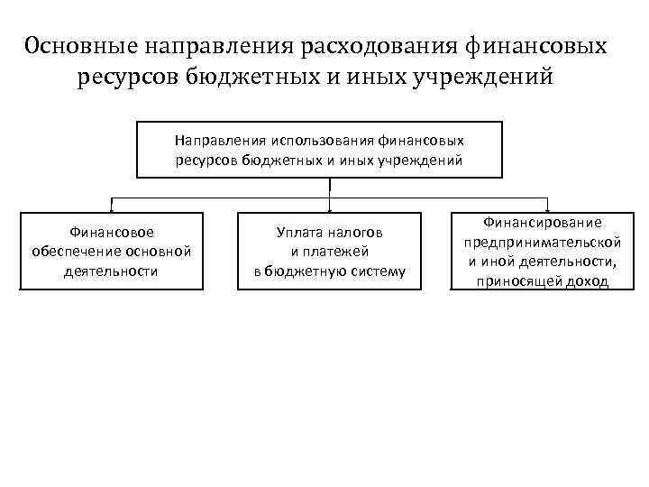 Основные направления расходования финансовых ресурсов бюджетных и иных учреждений Направления использования финансовых ресурсов бюджетных
