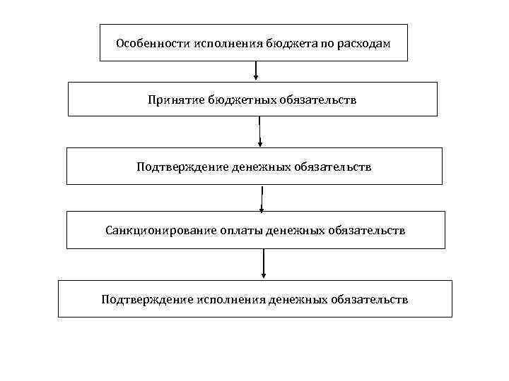 Особенности исполнения бюджета по расходам Принятие бюджетных обязательств Подтверждение денежных обязательств Санкционирование оплаты денежных