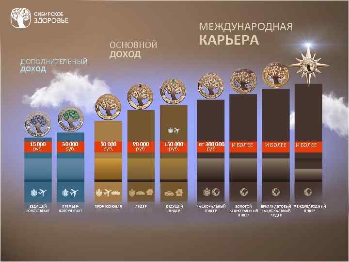 МЕЖДУНАРОДНАЯ ДОПОЛНИТЕЛЬНЫЙ ДОХОД КАРЬЕРА ОСНОВНОЙ ДОХОД 15 000 руб. 30 000 руб. 60 000