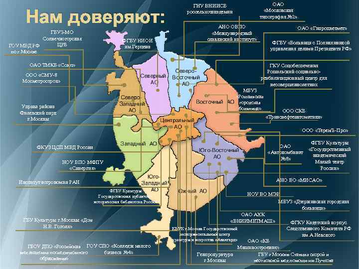 Нам доверяют: ГБУЗ-МО Солнечногорская ЦРБ ГОУ МВД РФ по г. Москве ФГБУ НИОИ им.