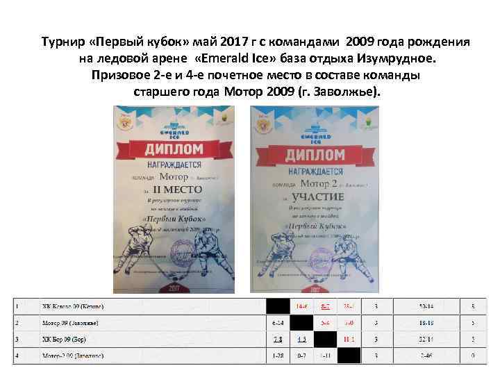 Турнир «Первый кубок» май 2017 г с командами 2009 года рождения на ледовой арене