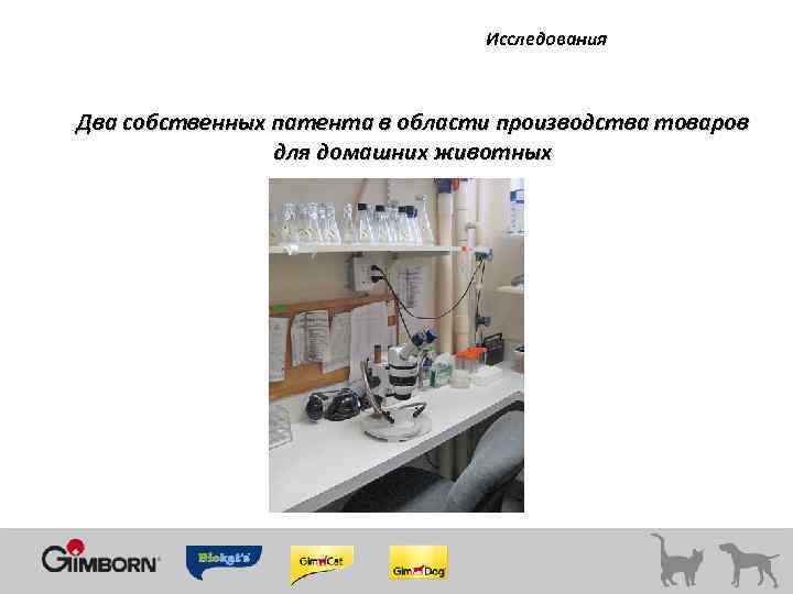 Исследования Два собственных патента в области производства товаров для домашних животных 