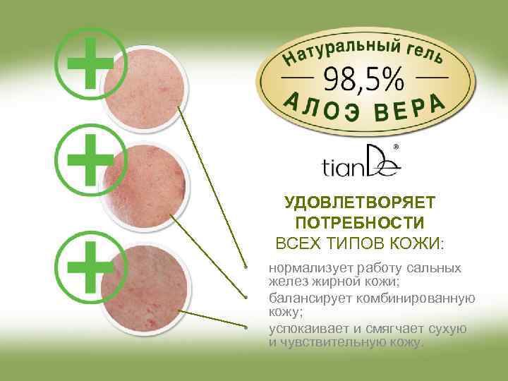 УДОВЛЕТВОРЯЕТ ПОТРЕБНОСТИ ВСЕХ ТИПОВ КОЖИ: • • • нормализует работу сальных желез жирной кожи;