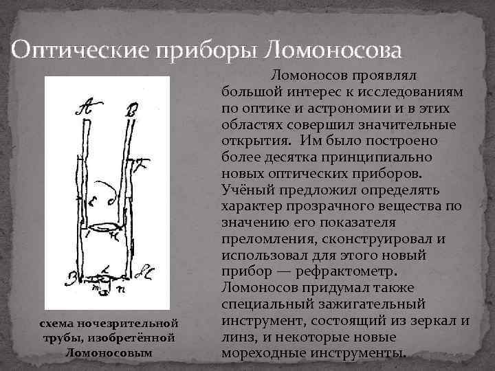 Ночезрительная труба ломоносова презентация