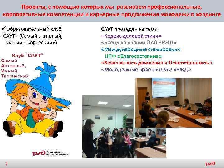 Проекты, с помощью которых мы развиваем профессиональные, корпоративные компетенции и карьерные продвижения молодежи в