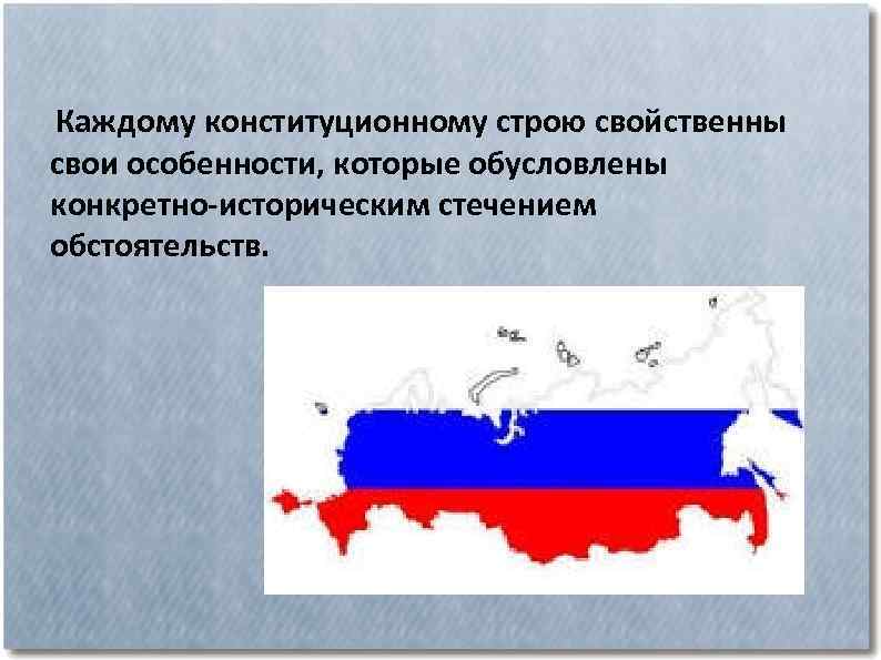 Каждому конституционному строю свойственны свои особенности, которые обусловлены конкретно-историческим стечением обстоятельств. 