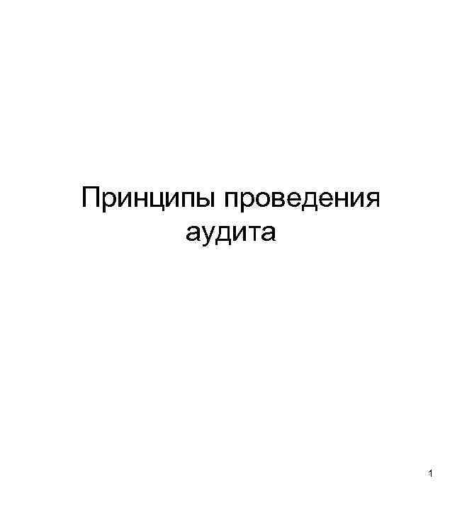 Принципы проведения аудита 1 