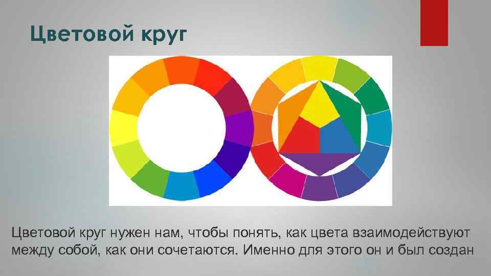 Цветовой круг нужен нам, чтобы понять, как цвета взаимодействуют между собой, как они сочетаются.