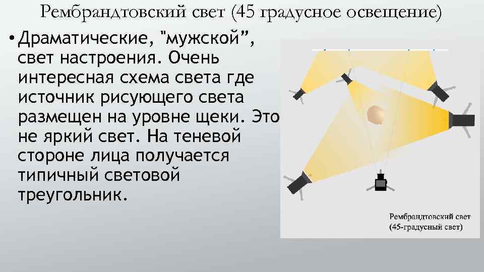 Рембрандтовский свет (45 градусное освещение) • Драматические, 