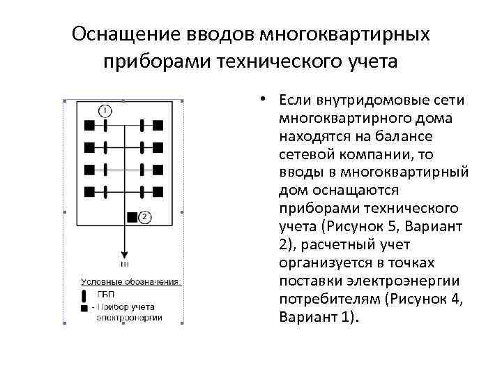 Оснащение вводов многоквартирных приборами технического учета • Если внутридомовые сети многоквартирного дома находятся на