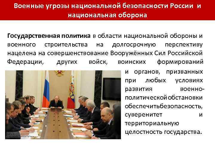 Военные угрозы национальной безопасности России и национальная оборона Государственная политика в области национальной обороны