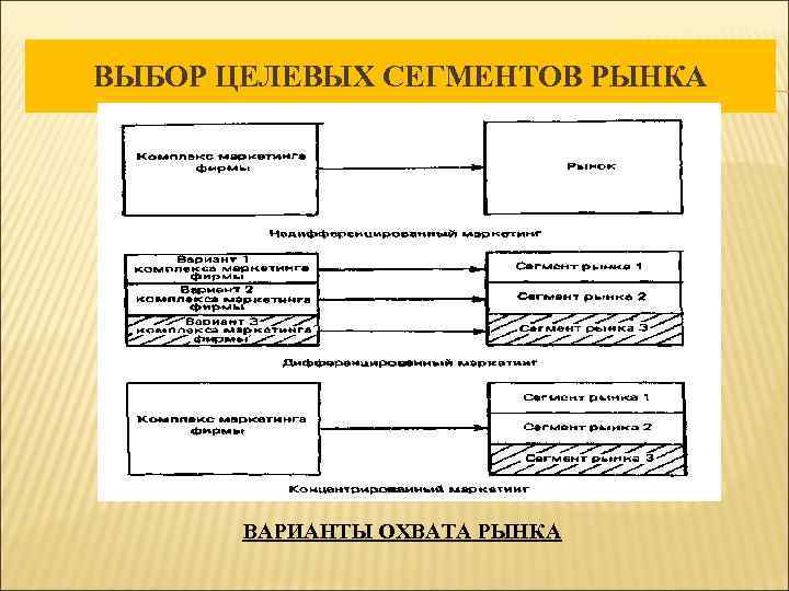 ВЫБОР ЦЕЛЕВЫХ СЕГМЕНТОВ РЫНКА ВАРИАНТЫ ОХВАТА РЫНКА 
