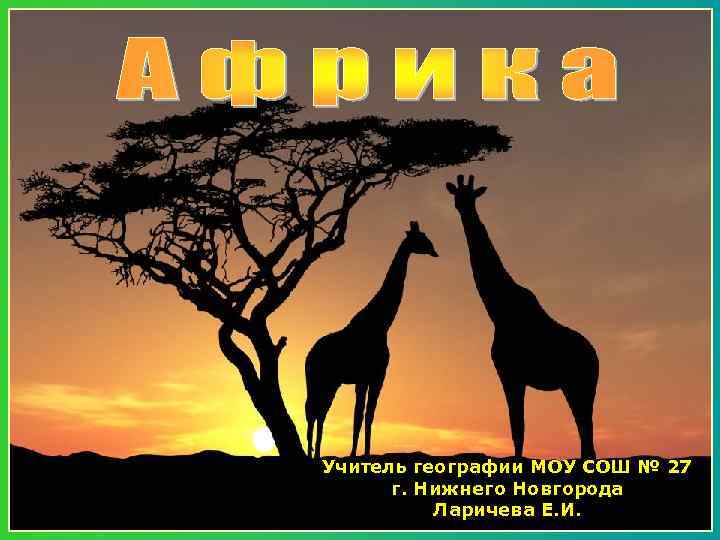 Учитель географии МОУ СОШ № 27 г. Нижнего Новгорода Ларичева Е. И. 