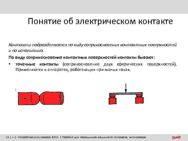 Понятие об электрическом контакте Контакты подразделяются по виду соприкосновения контактных поверхностей и по исполнению.