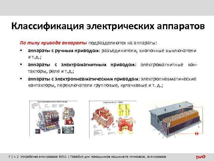 Классификация электрических аппаратов По типу привода аппараты подразделяются на аппараты: • аппараты с ручным