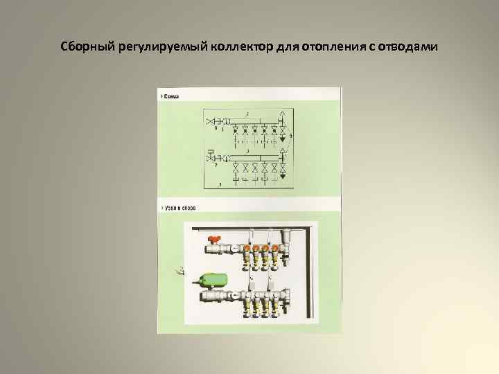 Сборный регулируемый коллектор для отопления с отводами 