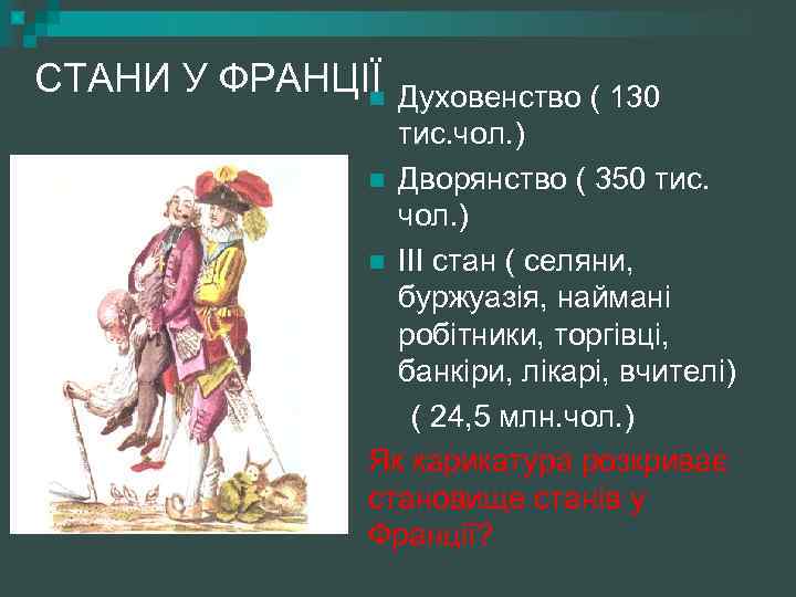 СТАНИ У ФРАНЦІЇ n Духовенство ( 130 тис. чол. ) n Дворянство ( 350