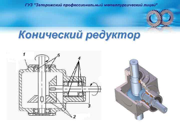 ГУЗ "Запорожский профессиональный металлургический лицей" Конический редуктор 