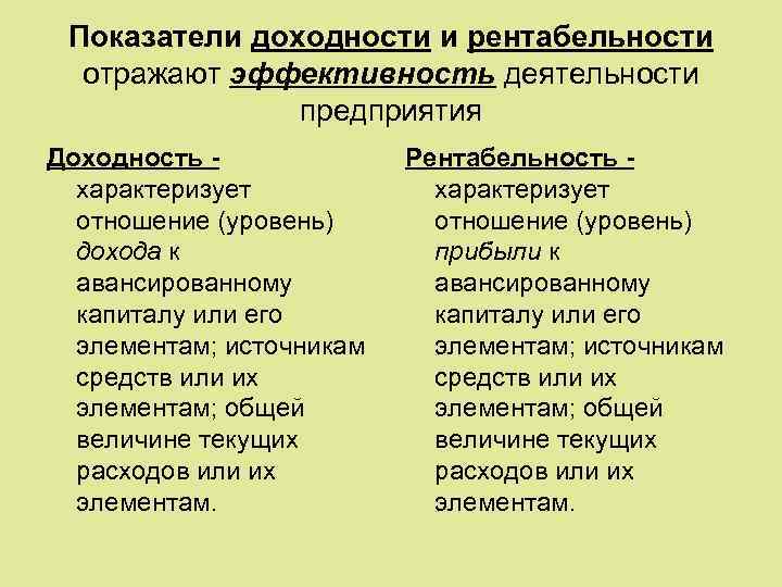 Показатели доходности и рентабельности отражают эффективность деятельности предприятия Доходность характеризует отношение (уровень) дохода к