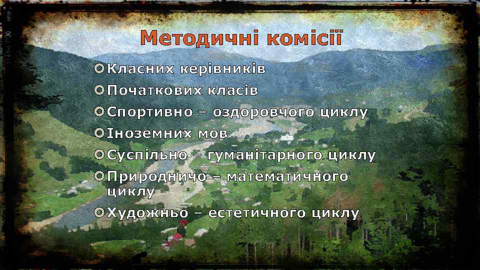 Методичні комісії Класних керівників Початкових класів Спортивно – оздоровчого циклу Іноземних мов Суспільно –