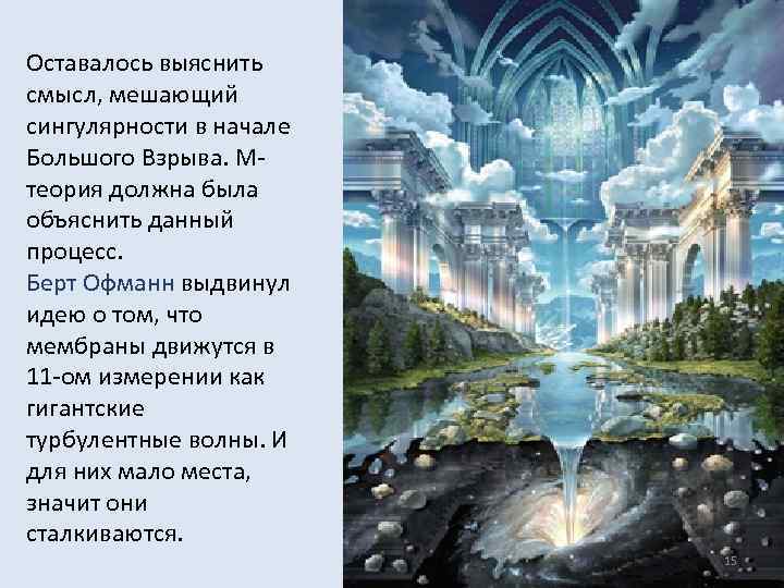 Оставалось выяснить смысл, мешающий сингулярности в начале Большого Взрыва. Мтеория должна была объяснить данный