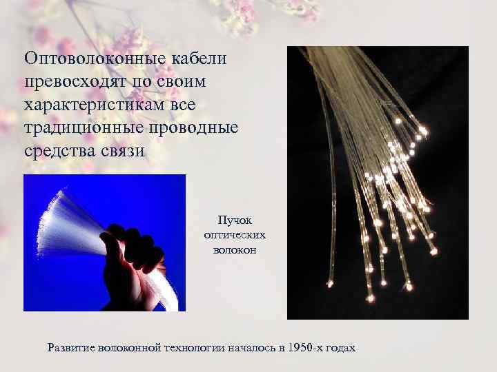 Оптоволоконные кабели превосходят по своим характеристикам все традиционные проводные средства связи Пучок оптических волокон