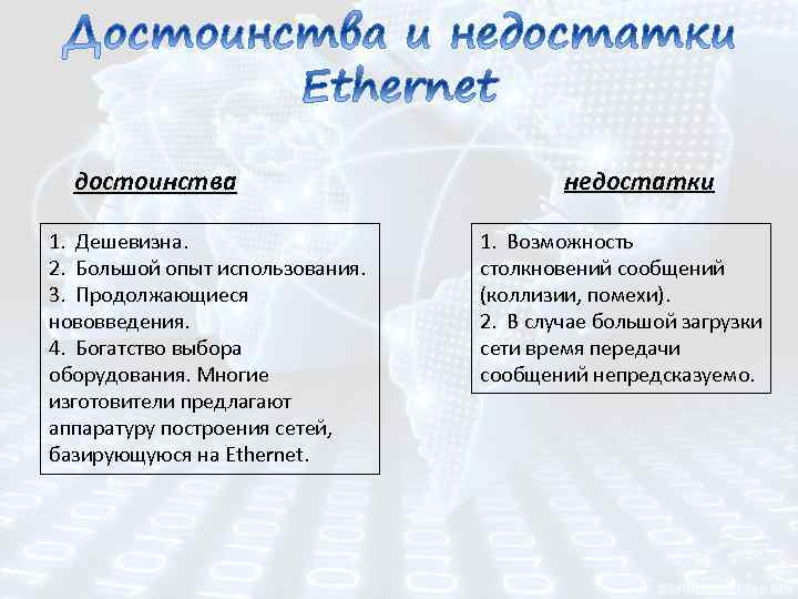 достоинства 1. Дешевизна. 2. Большой опыт использования. 3. Продолжающиеся нововведения. 4. Богатство выбора оборудования.