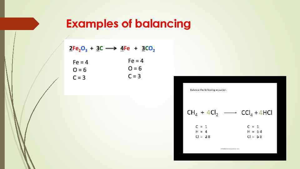 Examples of balancing 