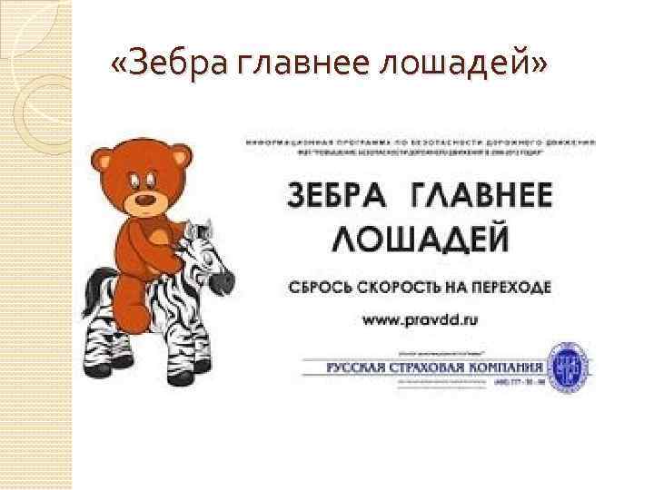  «Зебра главнее лошадей» 