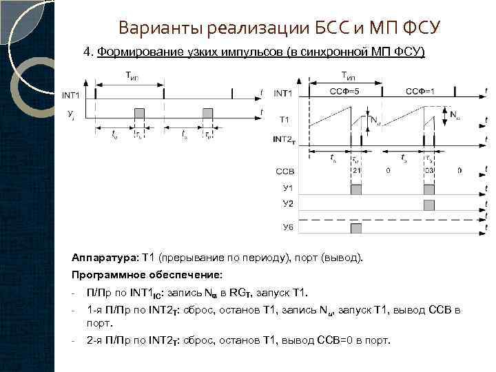 Варианты реализации БСС и МП ФСУ 4. Формирование узких импульсов (в синхронной МП ФСУ)