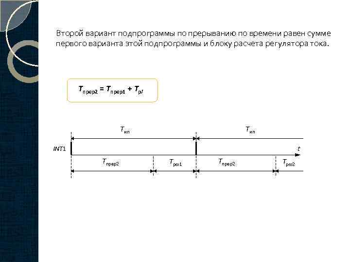 Второй вариант подпрограммы по прерыванию по времени равен сумме первого варианта этой подпрограммы и